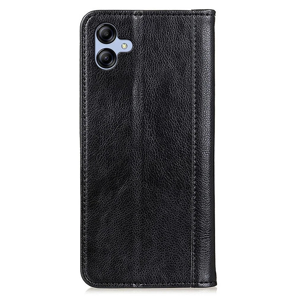 For Samsung Galaxy A05 4G Case Phone Shell Anti-Scratch Split Leather Wallet with Stand Function - Black - 7