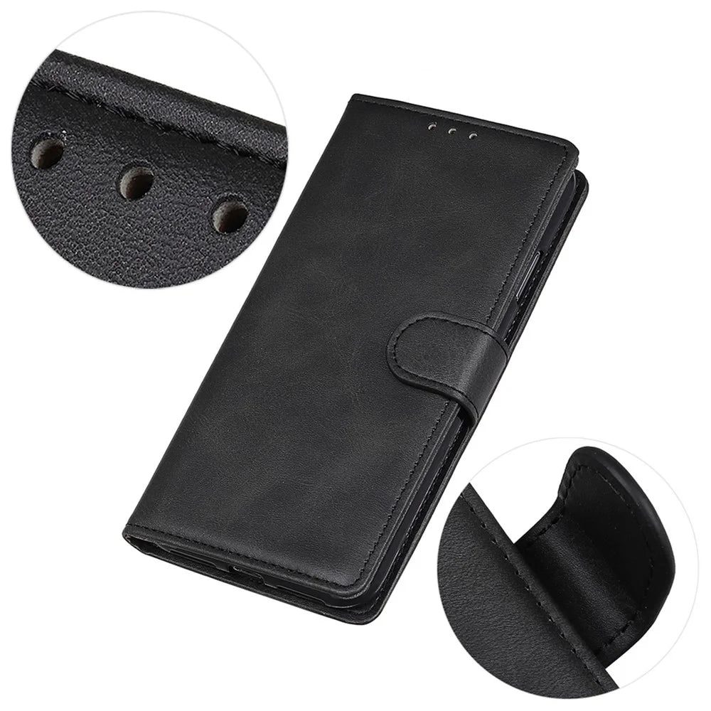 For Samsung Galaxy A05s 4G Case Magnetic Wallet Stand Leather Phone Cover - Black - 5