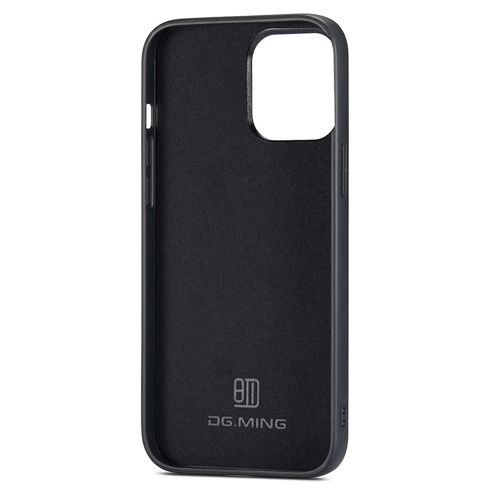 DG.MING For iPhone 12 Pro Max Case Glitter PU Leather+PC+TPU Phone Protective Cover - Black - 2
