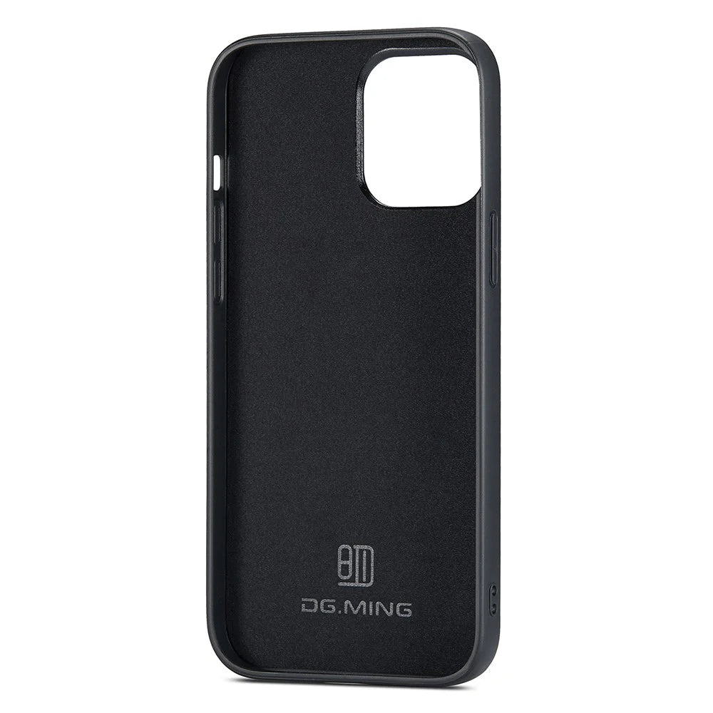 DG.MING For iPhone 15 Case Drop Protection Glitter Leather+PC+TPU Phone Cover - Black - 2