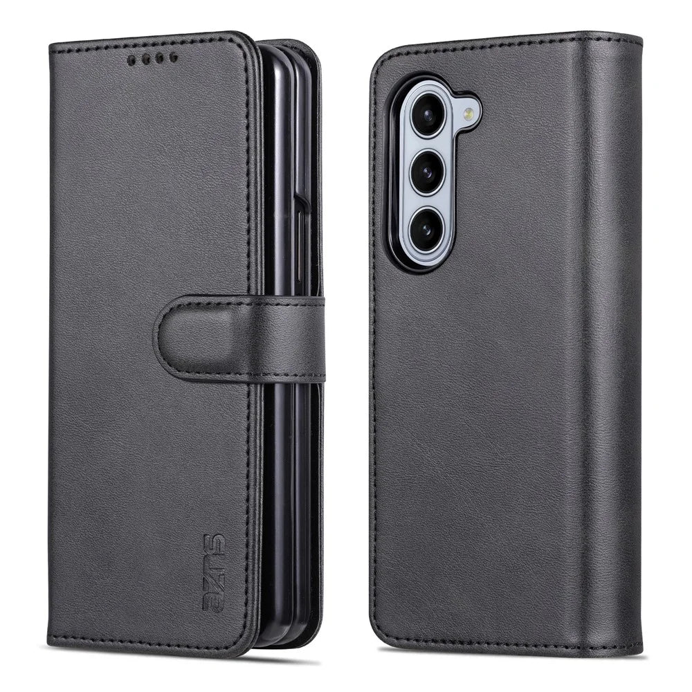 AZNS For Samsung Galaxy Z Fold5 5G Case Wallet PU Leather Phone Cover - Black - 1