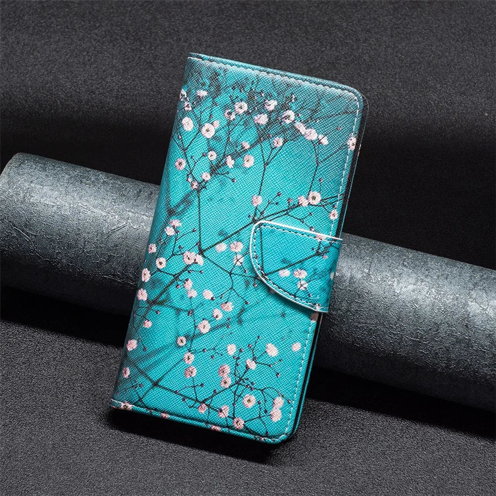PU Leather Phone Cover for Samsung Galaxy A05s 4G Case with Wallet Stand - Plum Blossom - 7