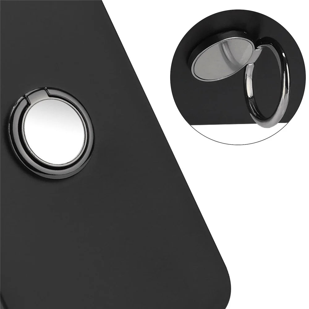 For Samsung Galaxy A05s 4G Case Matte TPU Protective Phone Cover with Ring Kickstand - Black - 5