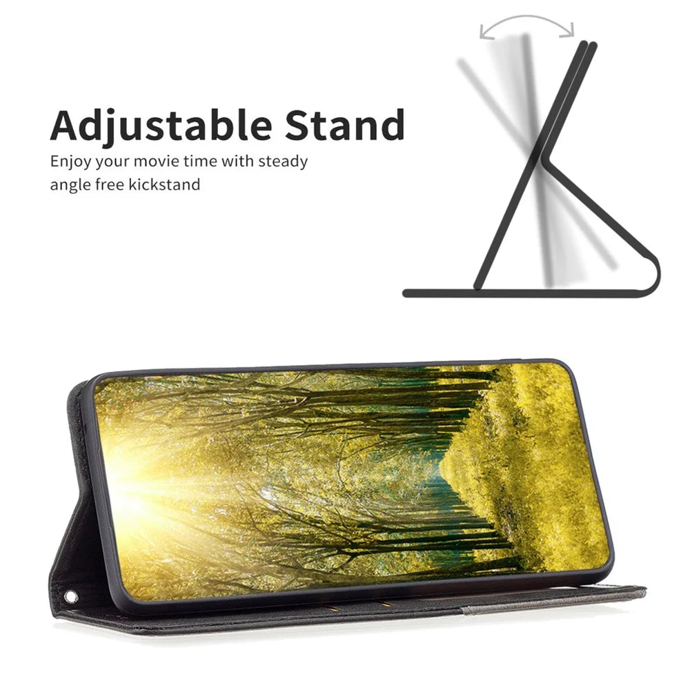 For Samsung Galaxy A15 4G Case Phone Stand Cover with Card Slots - Black - 2