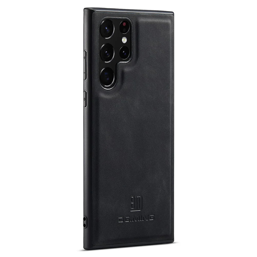 DG.MING For Samsung Galaxy S22 Ultra 5G Case PC+TPU+PU Anti-Drop Phone Cover - Black - 3