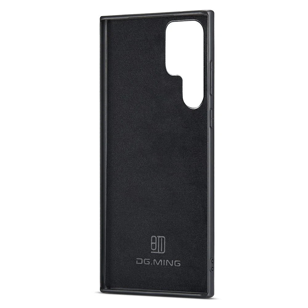 DG.MING For Samsung Galaxy S22 Ultra 5G Case PC+TPU+PU Anti-Drop Phone Cover - Black - 4