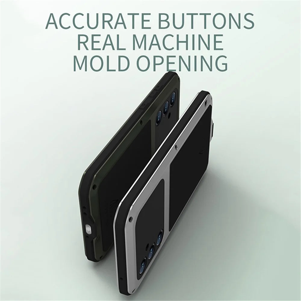 LOVE MEI For Samsung Galaxy S23 FE Protective Case Metal+Silicone Cover with Tempered Glass Film - Silver - 2