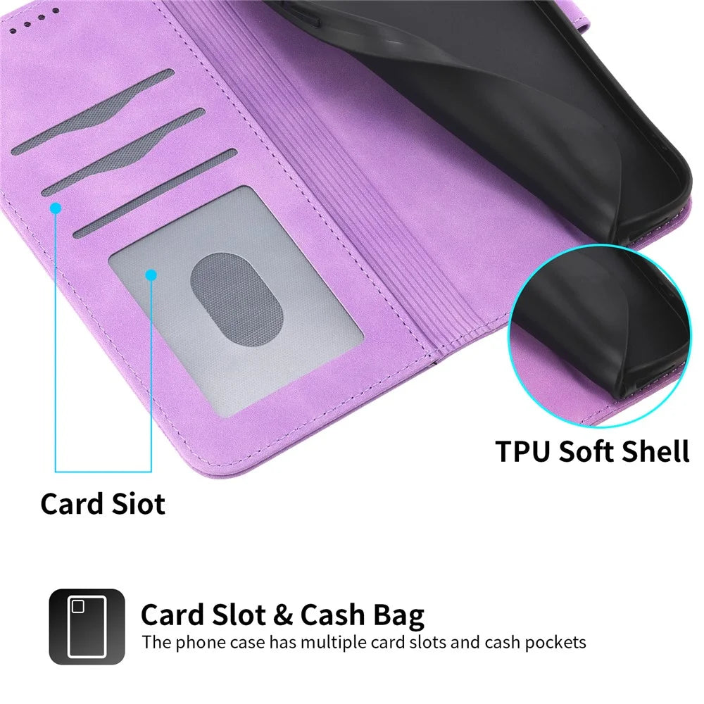 DIERFENG DF-03 For Samsung Galaxy A05s 4G Case Slim-Fit PU Leather Stand Cover Phone Shell Wallet - Purple - 4