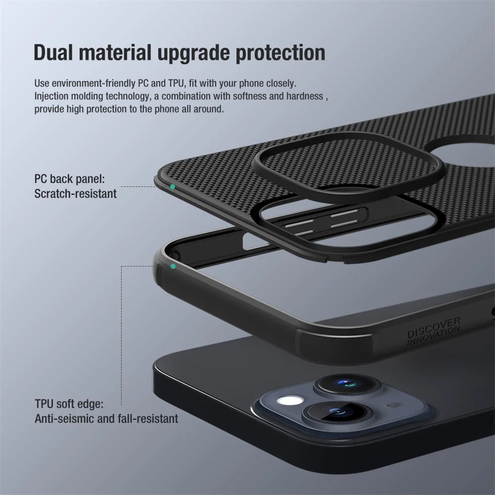NILLKIN Super Frosted Shield Pro for iPhone 15 Case Anti-scratch Matte PC Cover (Logo Hole Design) - Blue - 6