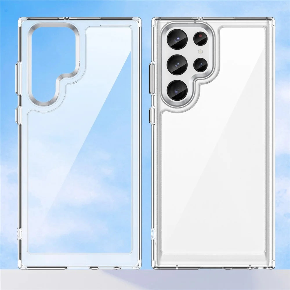 For Samsung Galaxy S22 Ultra 5G Clear Phone Case with Electroplating Buttons (Big Rear Lens Hole) - 2
