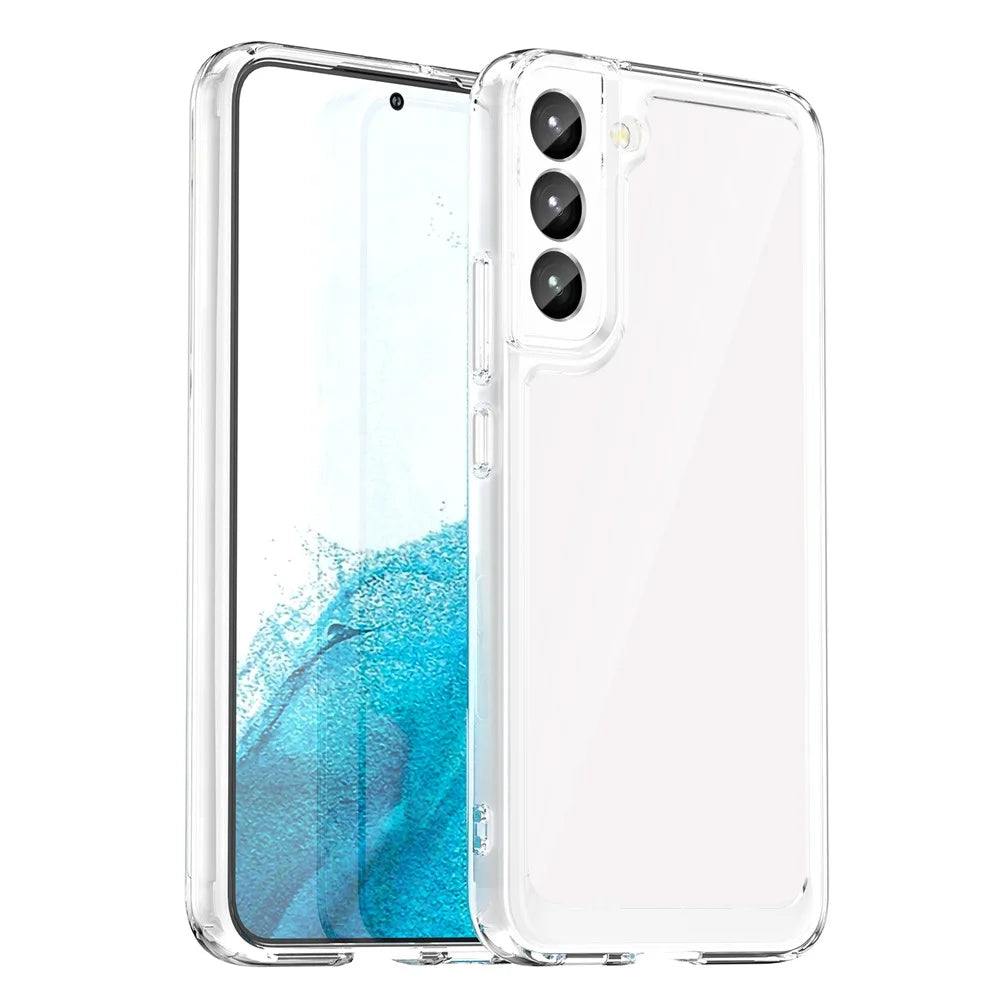 For Samsung Galaxy S22+ 5G Case Electroplating Buttons Transparent Phone Cover (Big Rear Lens Hole) - 1