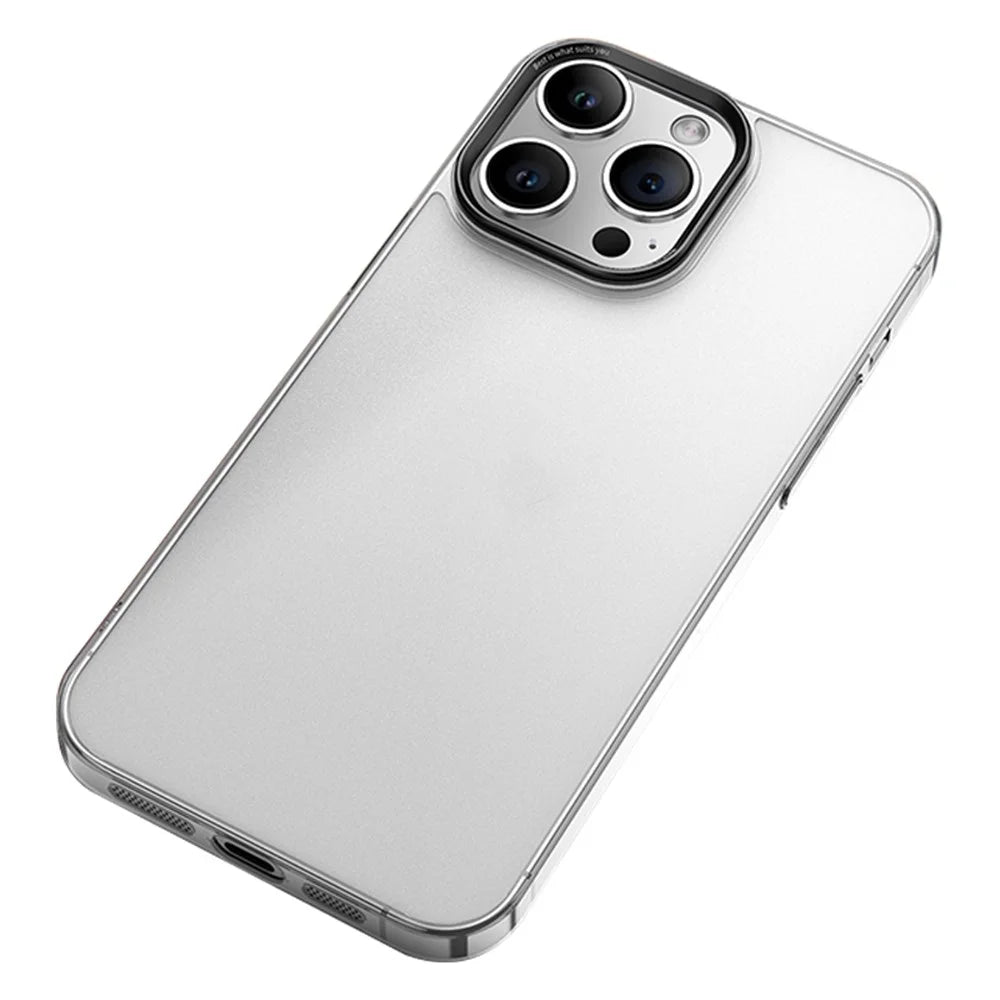 VOERO For iPhone 14 Pro Max Case PC+Tempered Glass Matte Protection Phone Cover - Transparent - 1
