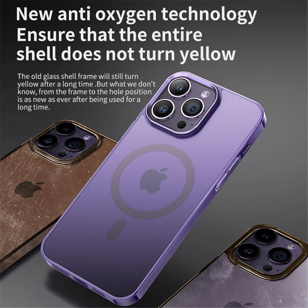 VOERO For iPhone 14 Pro Case Compatible with Magsafe Shockproof PC+Tempered Glass Matte Cover - Purple - 2