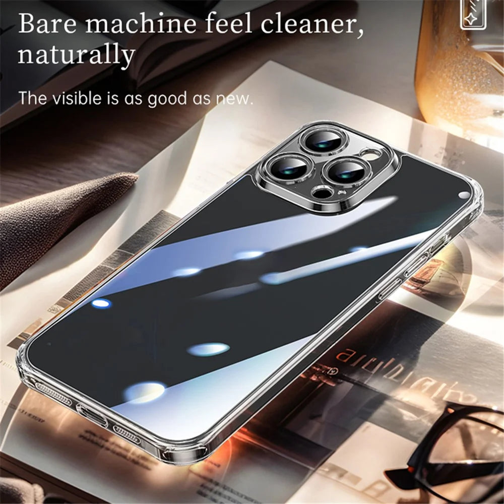 SULADA For iPhone 15 Pro Max Clear Case TPU Frame +Tempered Glass Back Phone Cover - Transparent Blue - 2