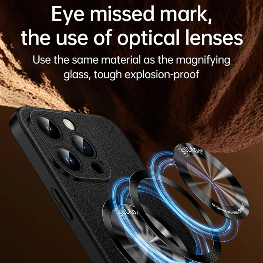 SULADA For iPhone 15 Pro Magnetic Cover Microfiber Leather+TPU Protection Phone Case - Black - 2