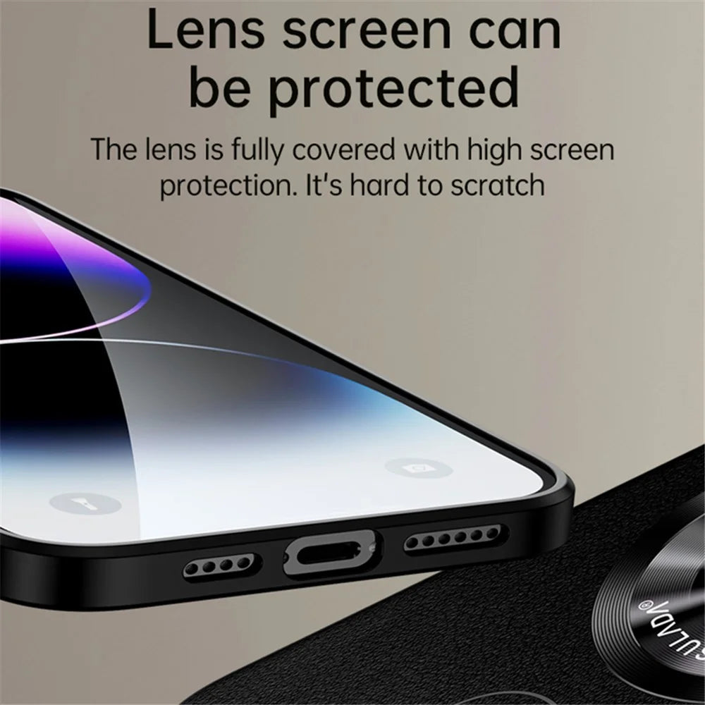 SULADA For iPhone 15 Plus Magnetic Phone Case Microfiber Leather+TPU Shockproof Cover - Black - 2
