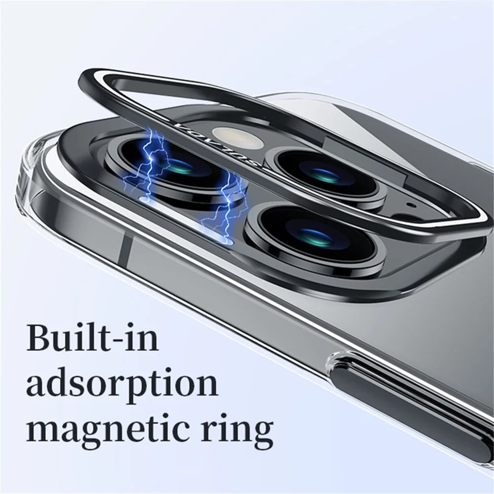 SULADA For iPhone 14 Pro Case TPU+PC Clear Phone Cover with Camera Kickstand - Black - 2