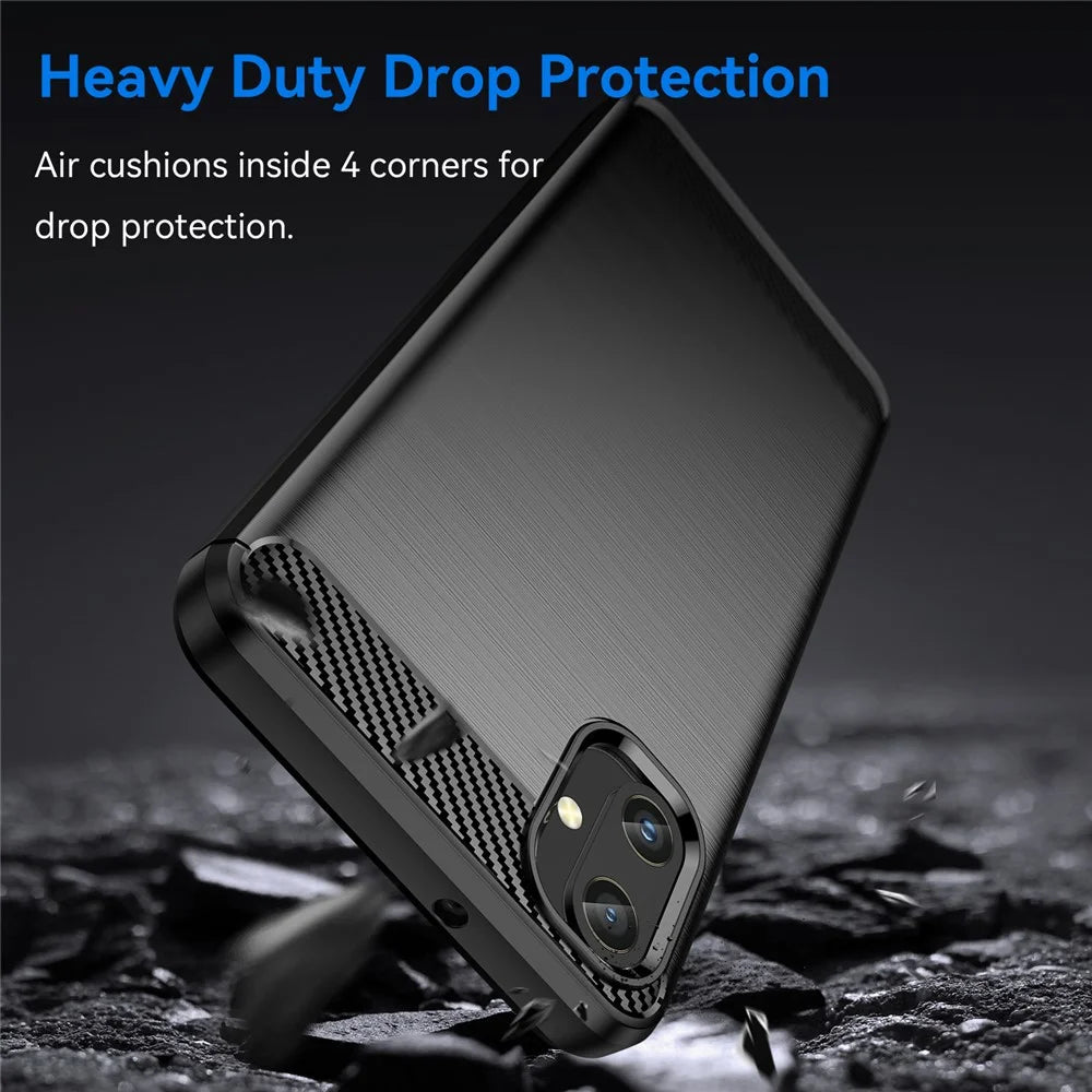 For Samsung Galaxy A05 4G Case Anti-Scratch Cover TPU Carbon Fiber Texture Phone Shell - Black - 2