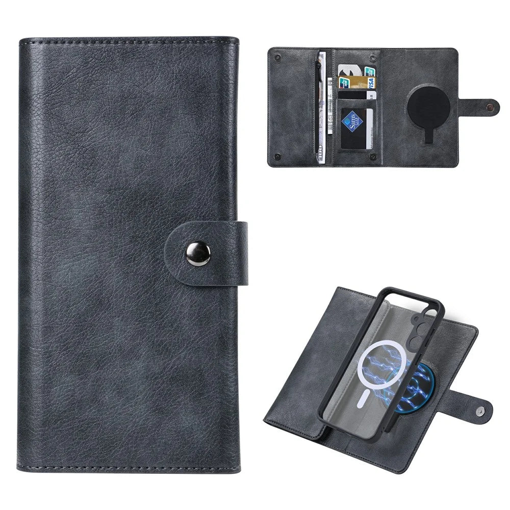 VILI GVB Series for Samsung Galaxy S23 FE Case Wallet PU Leather Detachable Magnetic Phone Cover - Black - 1