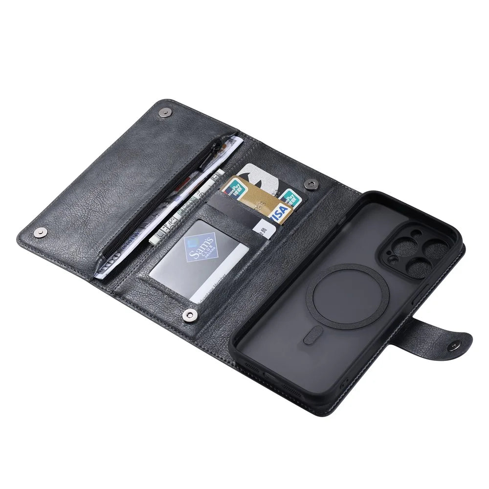 VILI GVB Series for iPhone 15 Pro Phone Case Detachable Leather Wallet Phone Cover - Black - 5