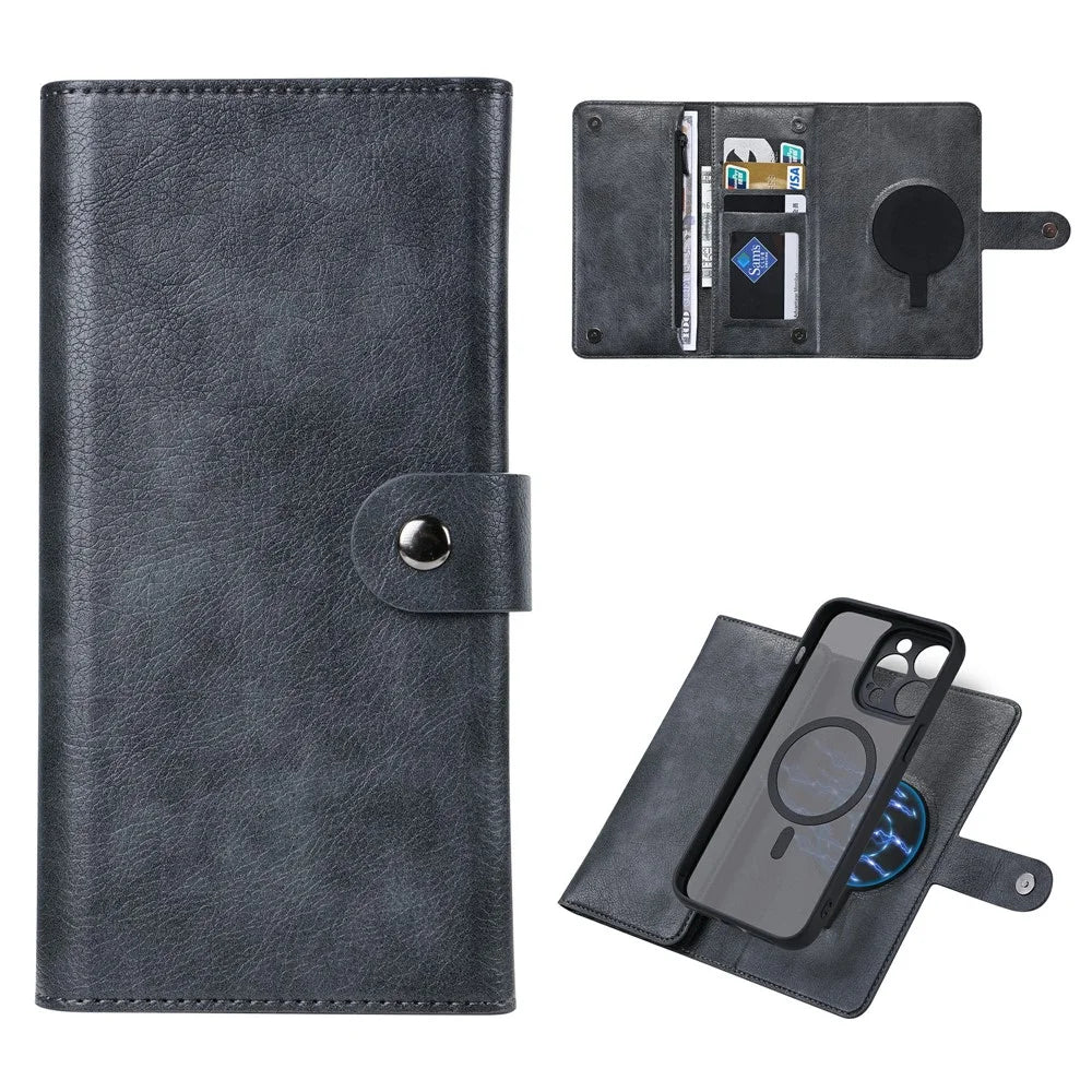 VILI GVB Series for iPhone 14 Pro Max Magnetic Case Wallet PU Leather RFID Blocking Cover - Black - 1