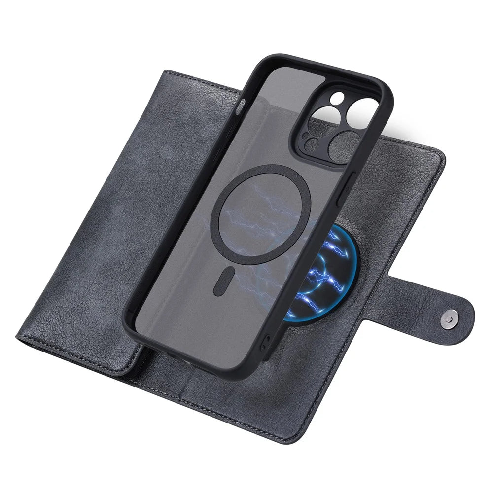 VILI GVB Series for iPhone 14 Pro Max Magnetic Case Wallet PU Leather RFID Blocking Cover - Black - 2