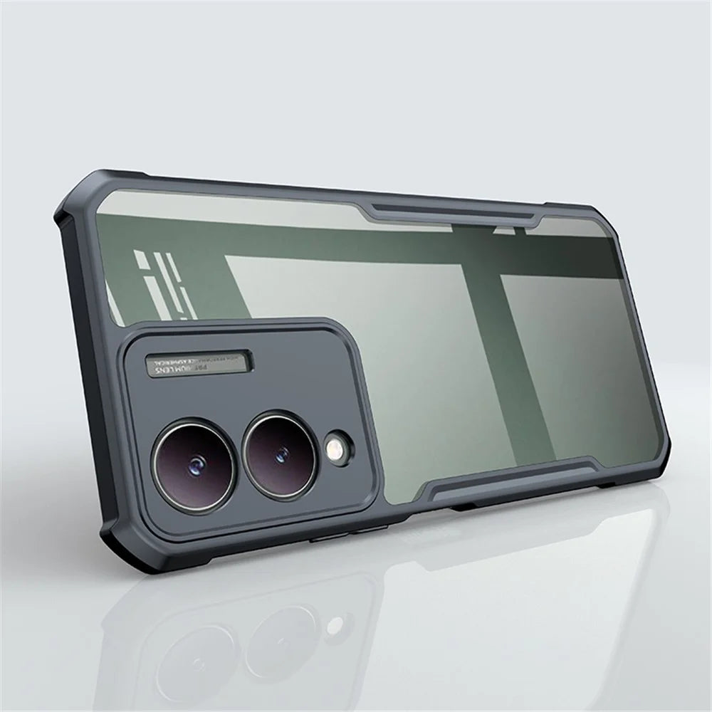 XUNDD Slim-Fit Phone Cover for vivo Y17s 4G Case Acrylic+TPU Phone Back Shell - Black - 2