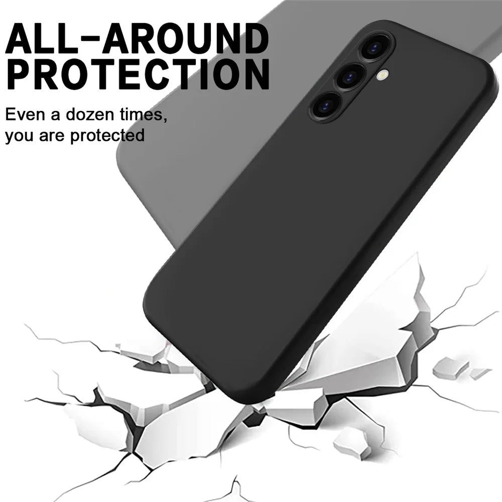 For Samsung Galaxy A05s 4G Case Liquid Silicone + Soft Lining Cell Phone Cover - Black - 4