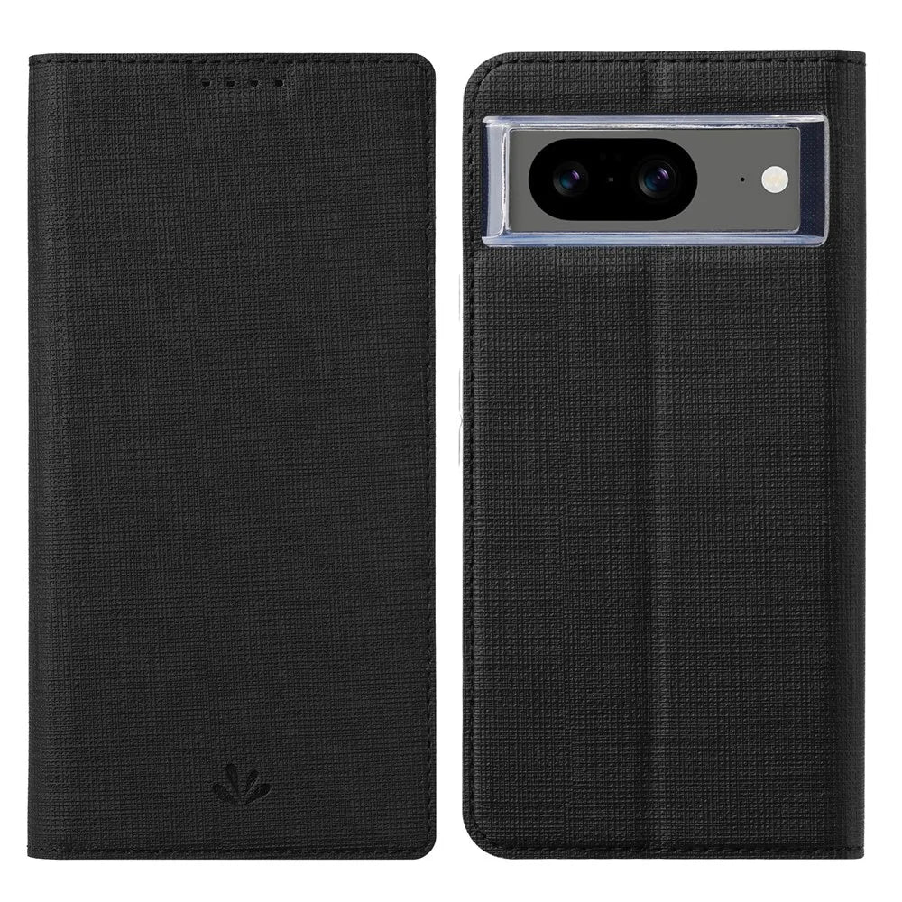VILI DMX Series For Google Pixel 8 Case PU Leather Stand Phone Cover with Card Slot - Black - 1