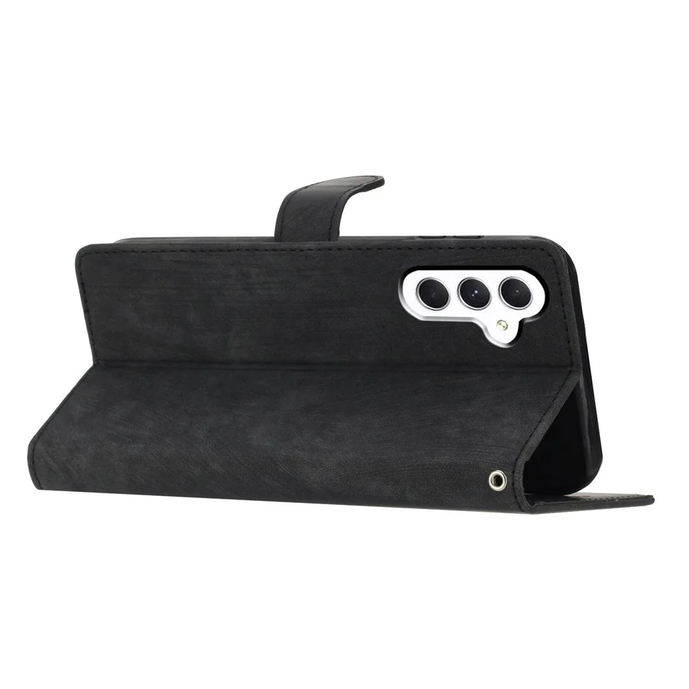 For Samsung Galaxy A15 5G Case Stand Wallet Phone Leather Cover - Black - 3