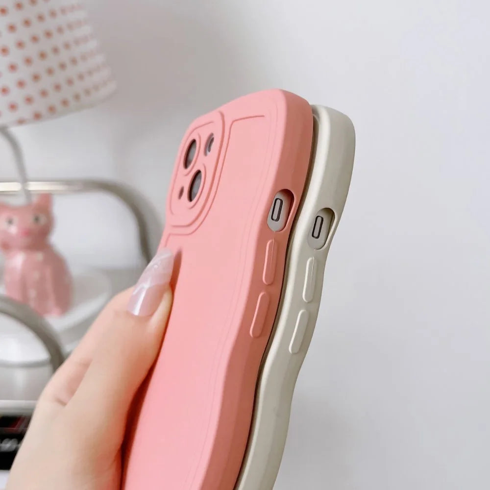For iPhone 15 Plus Case TPU Phone Cover Wave Shape Edge Cell Phone Shell - White - 2