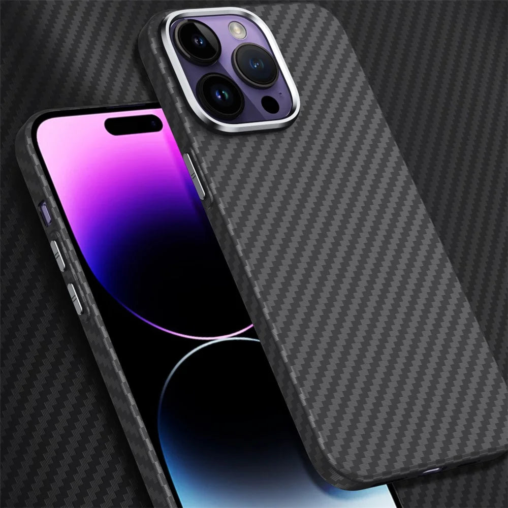 GKK For iPhone 15 Pro Max Carbon Fiber Texture Case Hard PC Shockproof Phone Cover - Grey - 5
