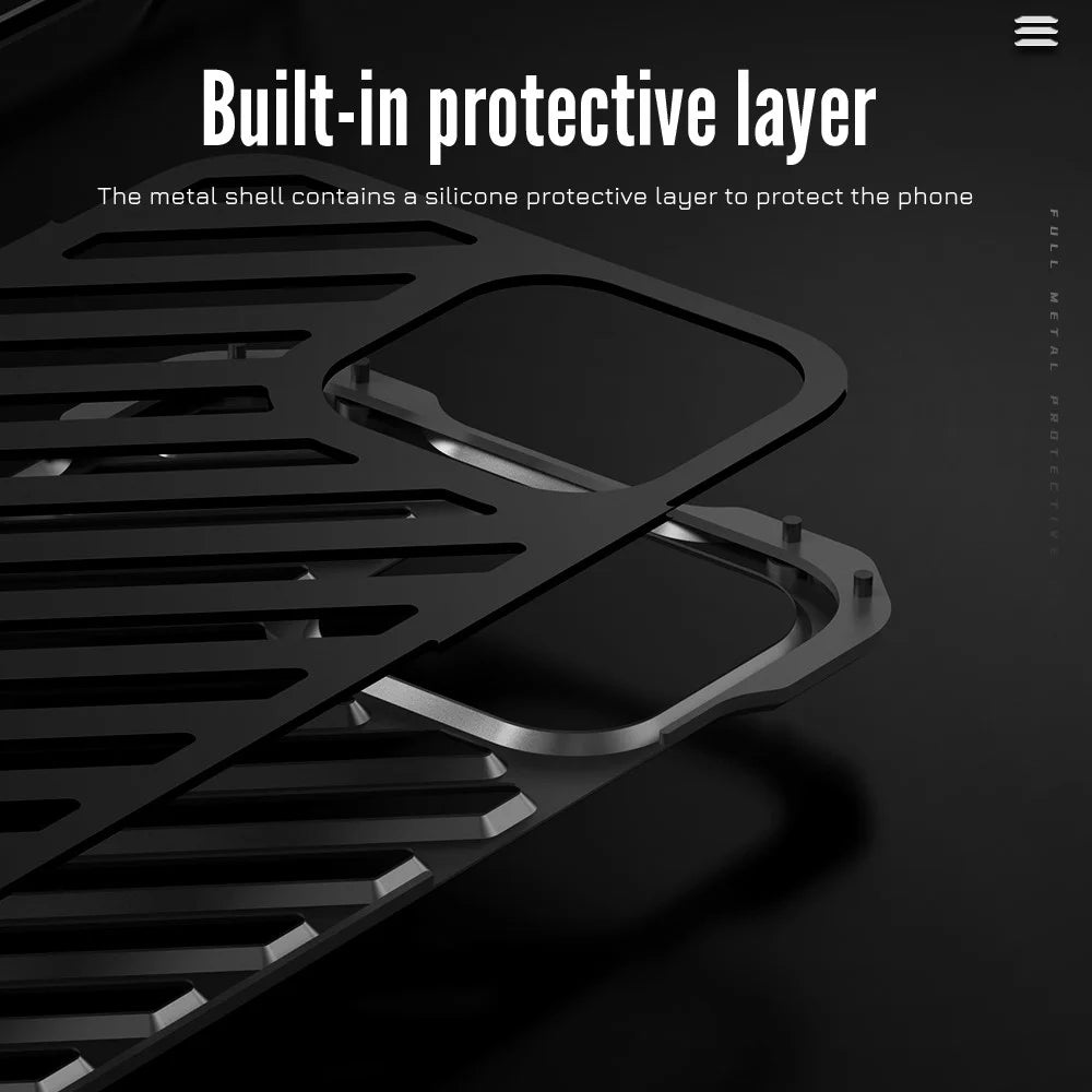R-JUST RJ-50 For iPhone 15 Plus Case Hollow Anti-drop Aluminum Alloy Phone Cover with Lens Protector - 4