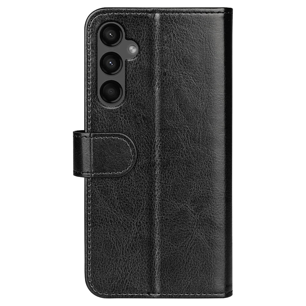 For Samsung Galaxy A15 5G Case PU Leather Cover Magnetic Cell Phone Stand Wallet - Black - 7