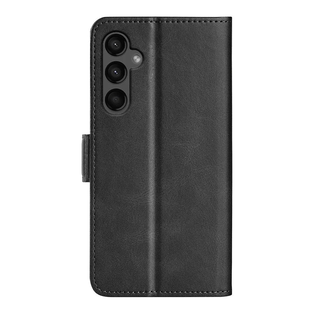 Calf Texture Phone Cover for Samsung Galaxy A15 5G Case PU Leather Wallet Stand Flip Shell - Black - 7