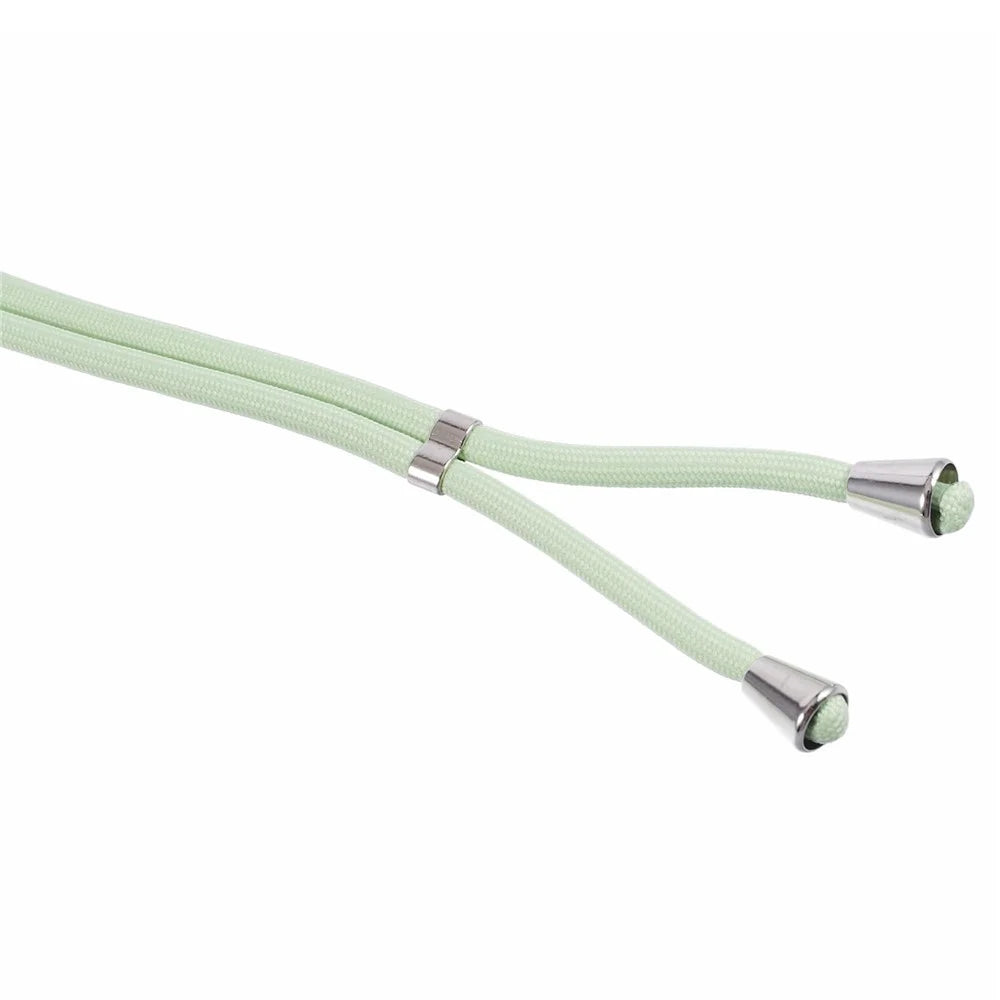 For iPhone 15 Pro Case Candy Color Rubberized Phone Cover with Long Lanyard - Matcha Green - 6