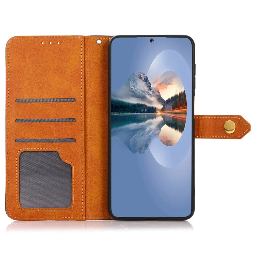 KHAZNEH For Samsung Galaxy S24 Ultra Case Stand Wallet Cowhide Texture PU Leather Smartphone Cover - Black - 2