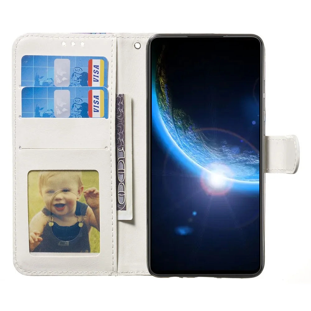 For Samsung Galaxy A15 5G Cover Stand Wallet Pattern Printing Leather Wallet Phone Case - Blue Owl - 2