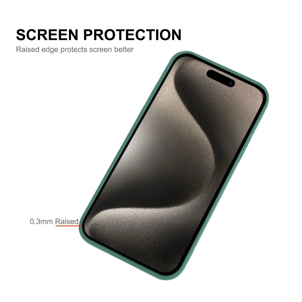 ENKAY HAT PRINCE For iPhone 15 Pro Case Camera Lens Precise Cutout Liquid Silicone Phone Cover - Blackish Green - 2