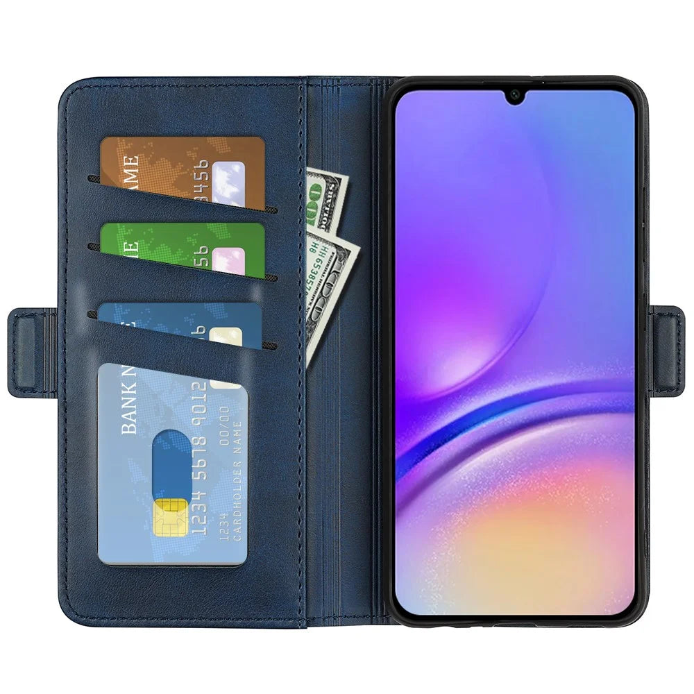 For Samsung Galaxy A05 4G Case Scratch Resistant Leather Wallet Stand Cellphone Cover - Blue - 2