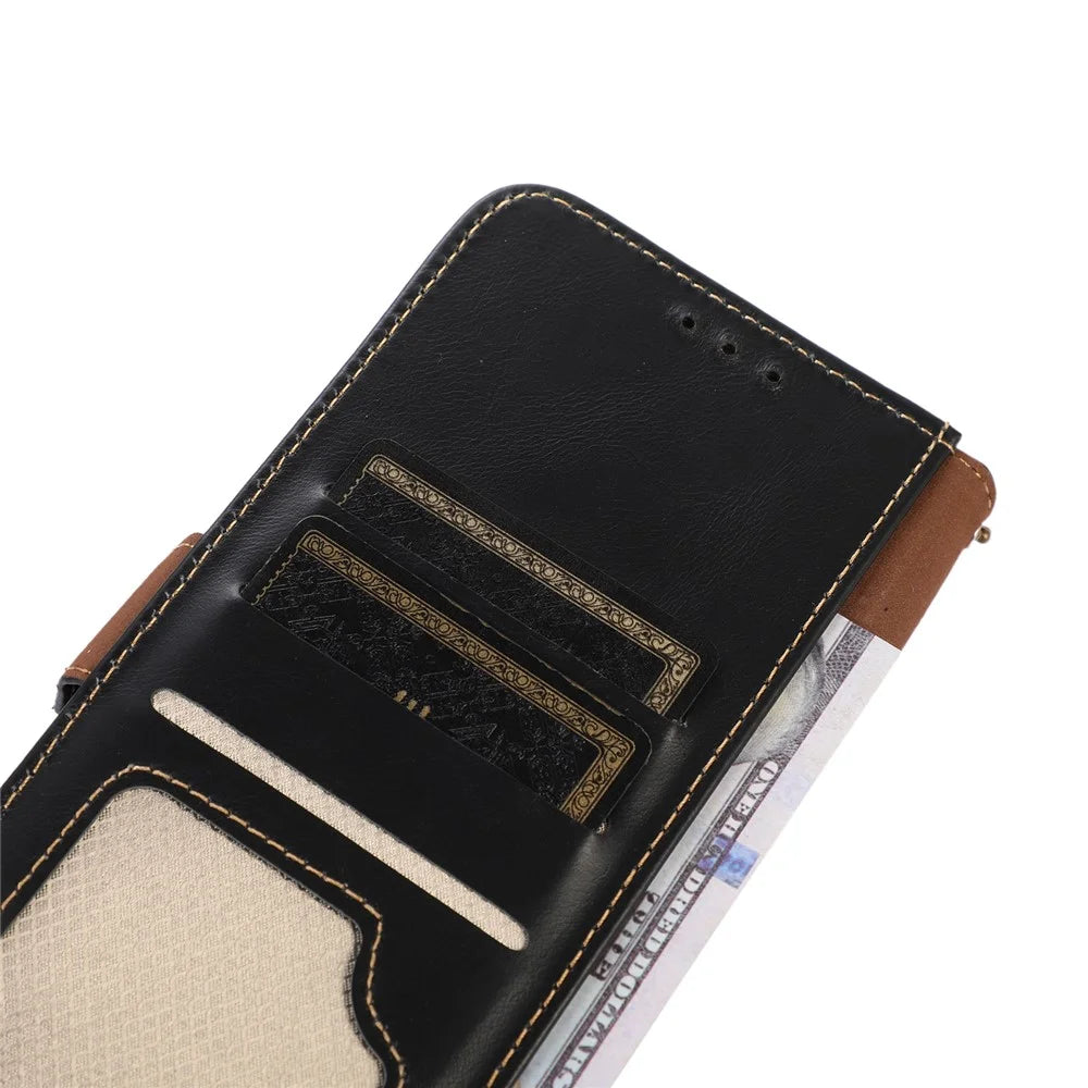 For Samsung Galaxy S25+ / S24+ Case Genuine Cow Leather RFID Blocking Wallet Cover - Black - 4