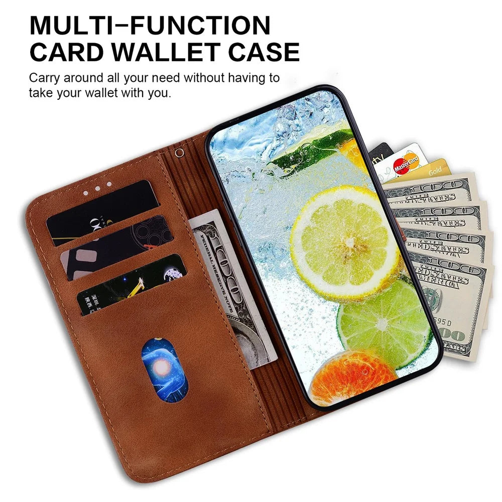 For Samsung Galaxy A15 4G Case Double 8-Shape Imprint Leather Stand Cell Phone Cover - Brown - 2