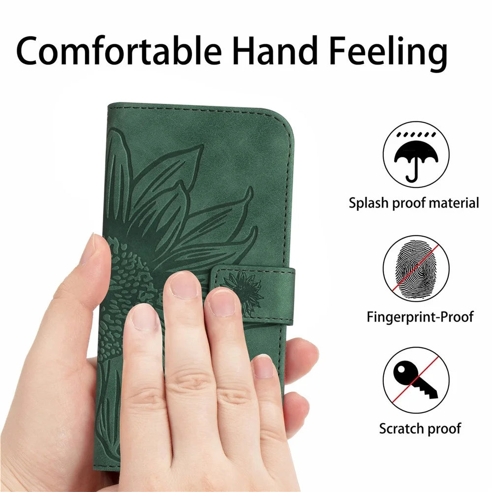 HT04 For Google Pixel 8a Cover PU Leather Stand Phone Wallet Case with Wrist Strap - Dark Green - 4