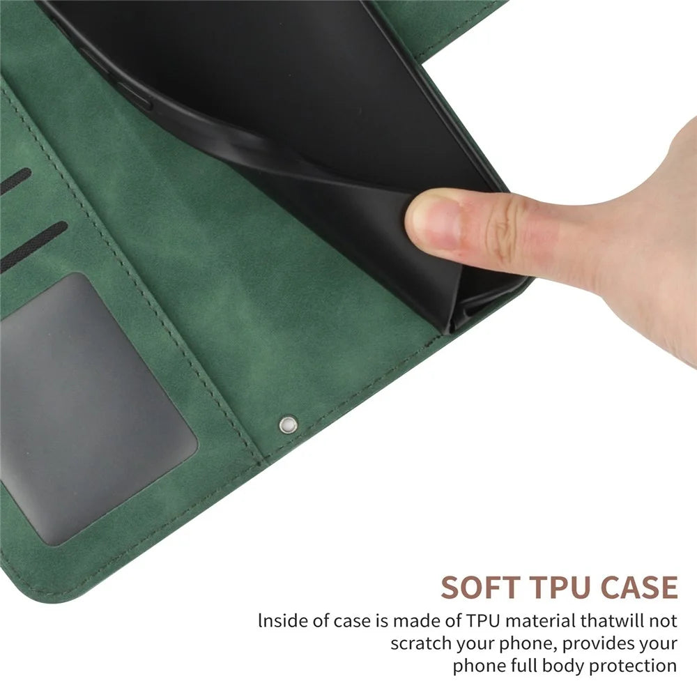 HT04 For Google Pixel 8a Cover PU Leather Stand Phone Wallet Case with Wrist Strap - Dark Green - 7