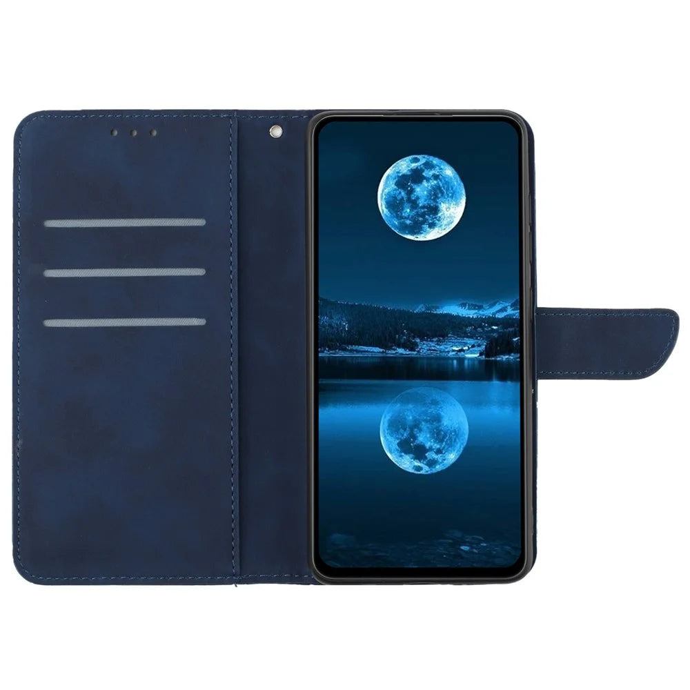 HT05 For Samsung Galaxy A15 4G Case Imprinted Phone Wallet Cover - Blue - 2