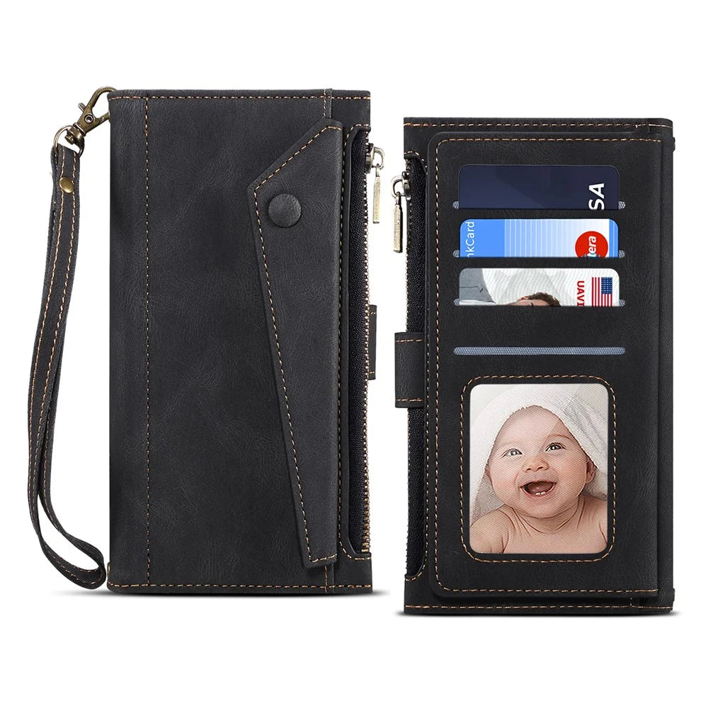ESEBLE Star Series For Samsung Galaxy S24+ Case Zipper Pocket Wallet Leather Phone Cover - Black - 5