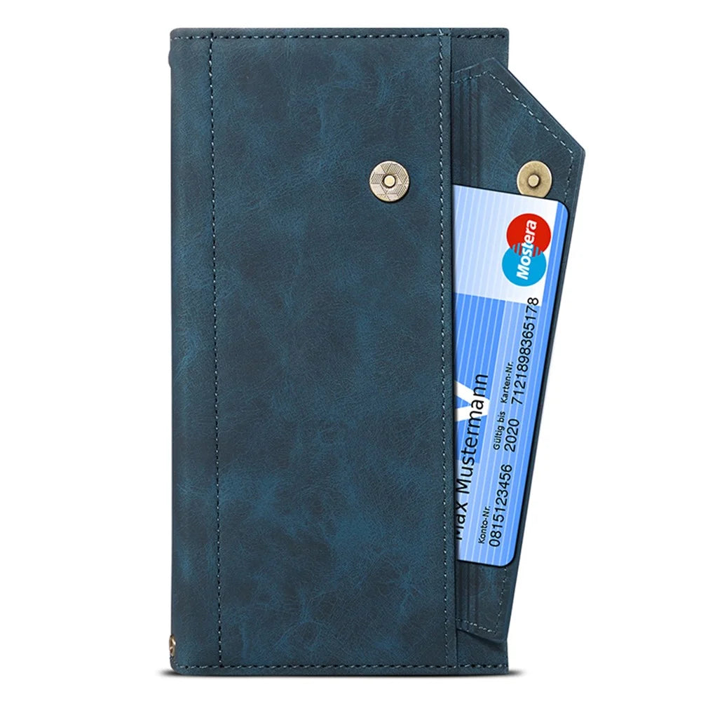 ESEBLE Star Series For Samsung Galaxy S24 Ultra Case Anti-drop Wallet Leather Phone Cover - Blue - 6