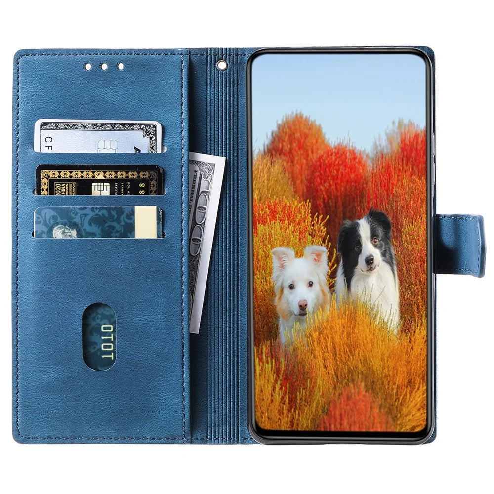 TTUDRCH Style 004 for Samsung Galaxy S24 Leather Case RFID Blocking Splicing Wallet Cover - Blue - 2