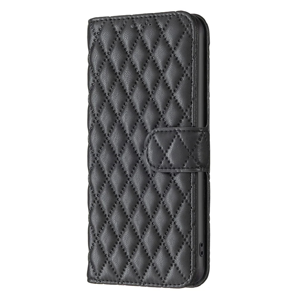 BINFEN COLOR BF Style-14 For Samsung Galaxy S25 / S24 Case PU Leather Wallet Stand Cellphone Cover - Black - 4