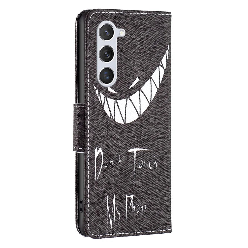 For Samsung Galaxy S25 / S24 Case PU Leather Pattern Wallet Phone Cover - Don't Touch My Phone - 5